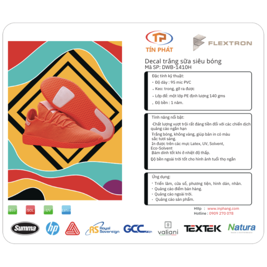 Decal Trắng Siêu Bóng Flextron 